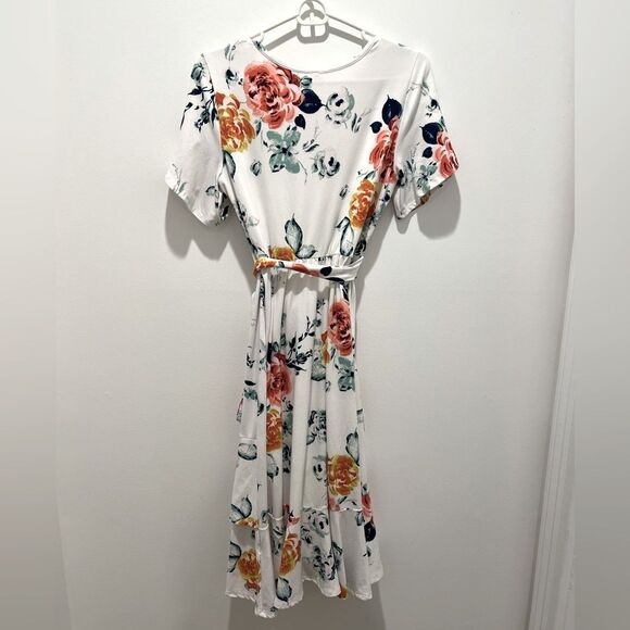 Pinkblush Floral Sundress w/ Ruffled Tie Front & Flutter Sleeves - Picture 2 of 6